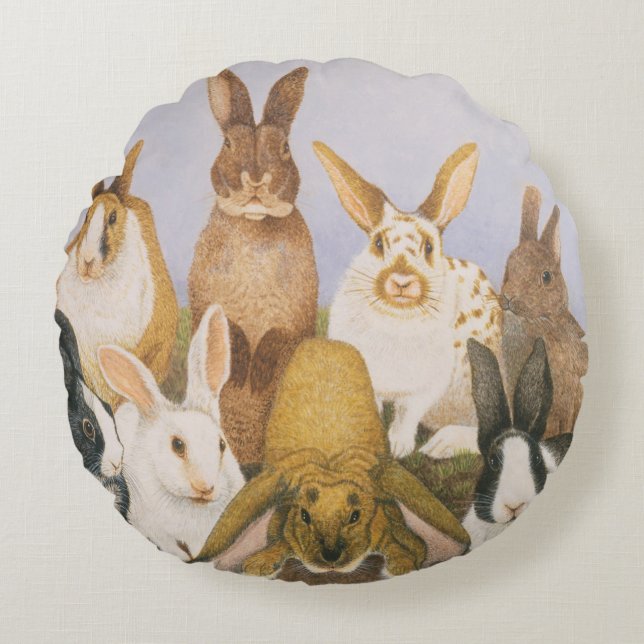 Coussins Ronds Lapins chanceux (Devant)