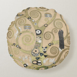 Coussins Ronds L'Arbre de Vie, peinture à l'huile de Gustav Klimt