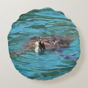 Coussins Ronds L'art de la faune de la tortue de mer Loggerhead