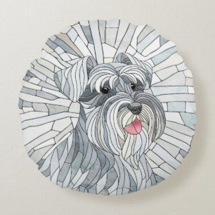 Coussins Ronds L'art mosaïque de Schnauzer miniature