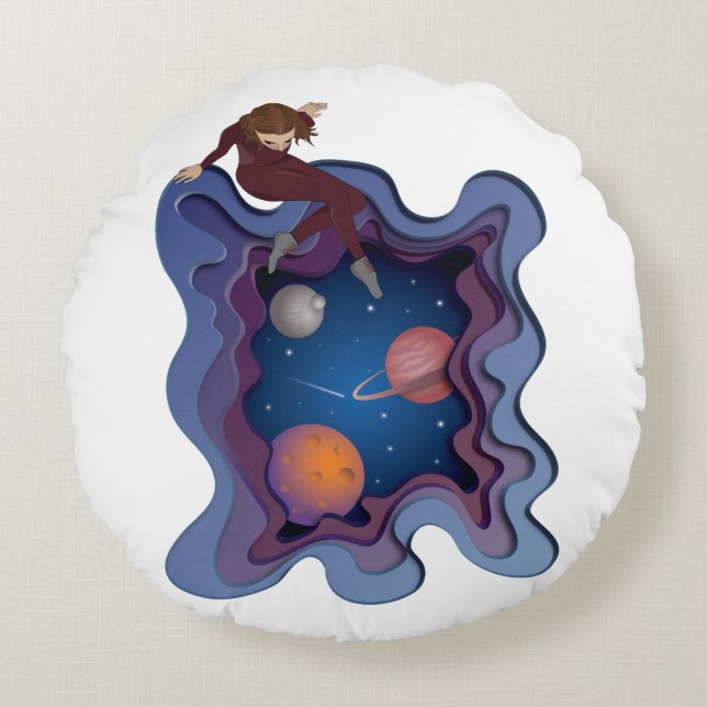 Coussins Ronds L'astronaute : L'espace pour filles (Devant)