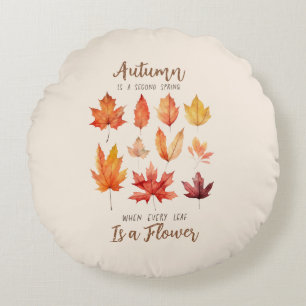 Coussins Ronds L'automne est le deuxième printemps - Feuilles d'a
