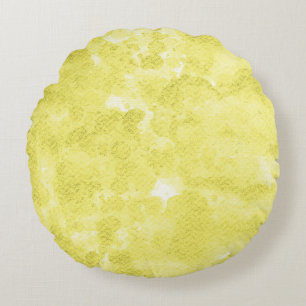 Coussins Ronds Lavage à l'aquarelle jaune citron pastel