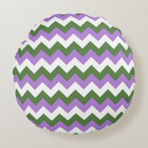 Coussins Ronds Lavande, vert et blanc Chevron Zigzag