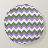 Coussins Ronds Lavande, vert et blanc Chevron Zigzag (Dos)