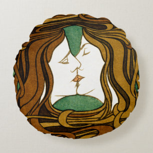 Coussins Ronds Le Baiser Peter Behrens Art Nouveau Art Ancien