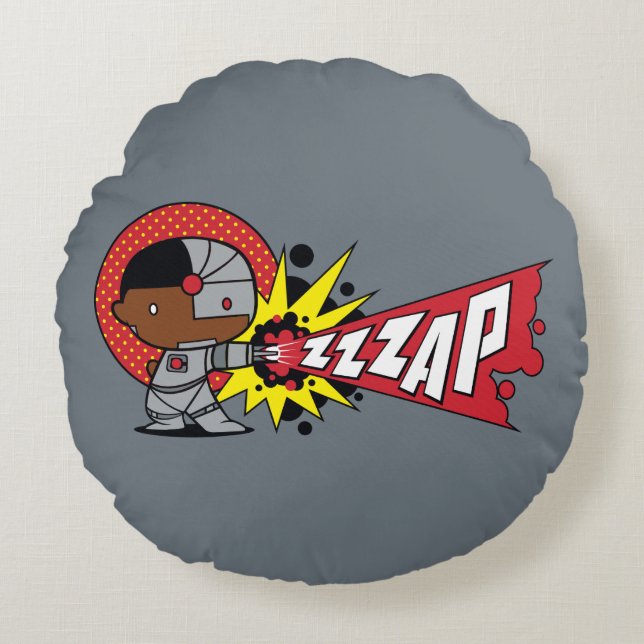 Coussins Ronds Le canon Cybernétique de Chibi Cyborg (Devant)