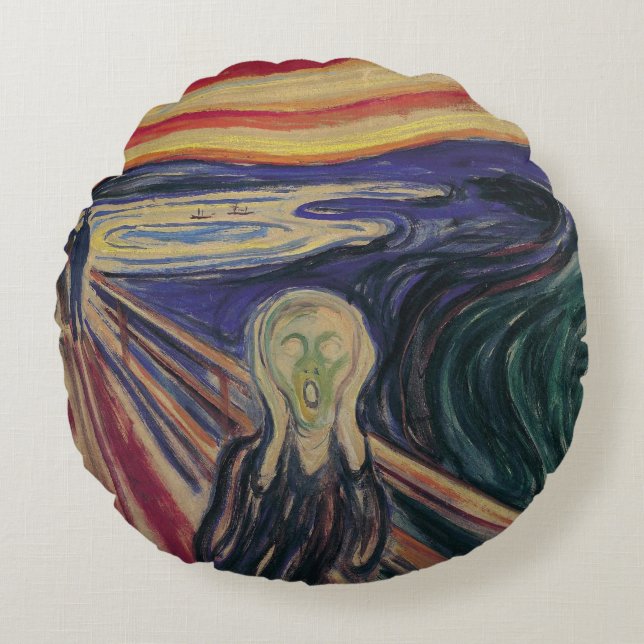 Coussins Ronds Le cri d'Edvard Munch, l'expressionnisme Vintage (Devant)