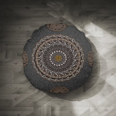 Coussins Ronds Le crocodile kaki Porosus Mandala