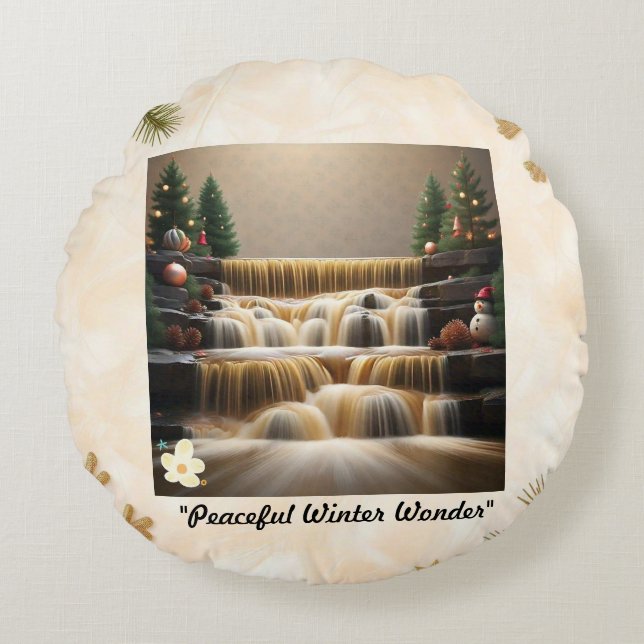 Coussins Ronds "Le délice de l'hiver festif" (Devant)