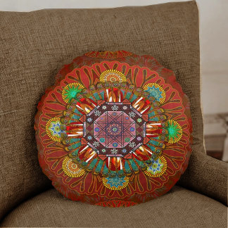 Coussins Ronds Le Filter Floral Rouge Manipur