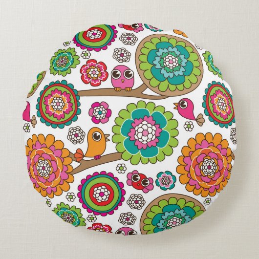 Coussins Ronds le griffonnage fleurit le motif d'arrière - plan (Devant)