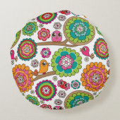 Coussins Ronds le griffonnage fleurit le motif d'arrière - plan (Dos)