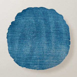Coussins Ronds Le jean bleu texture gros plan. jean denim bleu