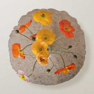 Coussins Ronds Le lin a l'air lumineux heureux pavot