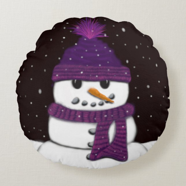 Coussins Ronds Le mignon bonhomme de neige sans arme (Devant)
