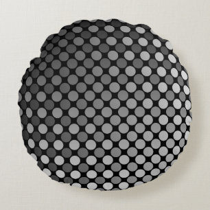 Coussins Ronds Le point de polka monochrome se fanent autour du