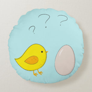 Coussins Ronds Le poulet ou l'oeuf mignon dessin animé de Pâques