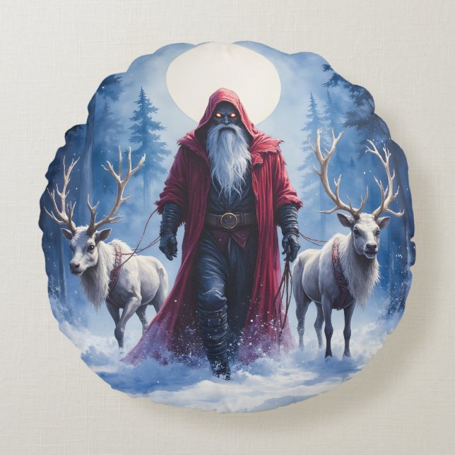 Coussins Ronds Le roi de l'hiver arrive.  (Devant)