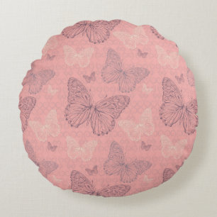 Coussins Ronds Le rose de papillon