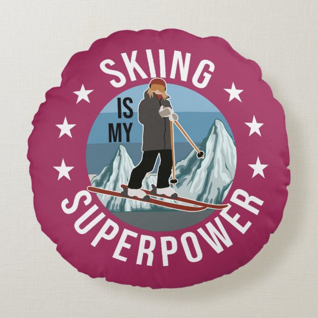Coussins Ronds Le Ski Est Ma Superpuissance (Devant)
