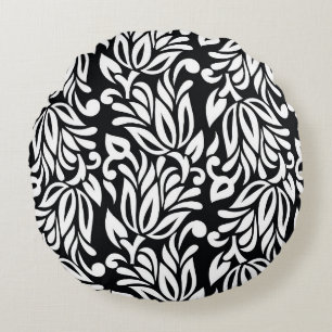 Coussins Ronds Le textile noir et blanc.