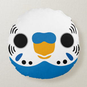 Coussins Ronds Le visage d'un budgie mâle cobalt normal