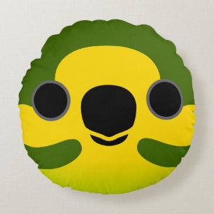 Coussins Ronds Le visage d'un perroquet à oreille jaune
