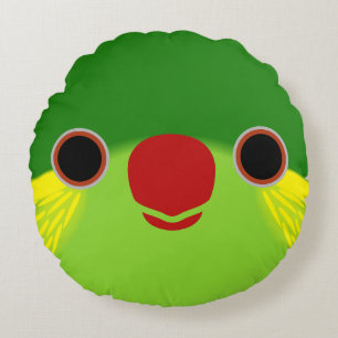 Coussins Ronds Le visage d'une loriette à flanc rouge