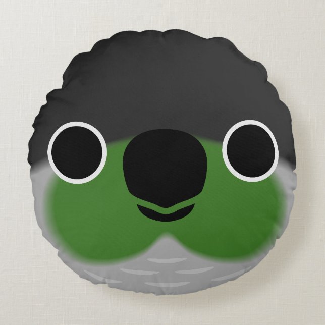 Coussins Ronds Le visage d'une perruque verte (Devant)