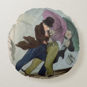 Coussins Ronds Le voyage de parapluie, de 'Flibustiers Parisiens