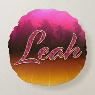 Coussins Ronds Leah prénom nom oreiller rose doré