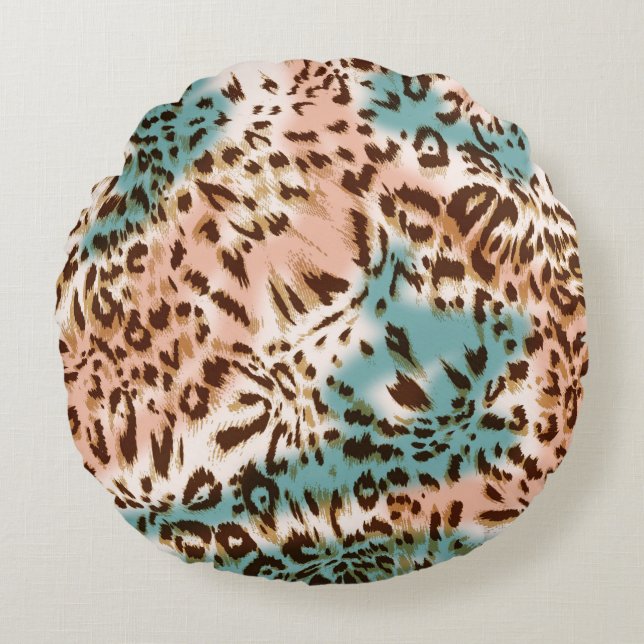 Coussins Ronds Leopard pattern illustration, animal print  (Devant)