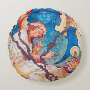 Coussins Ronds L'Épopée slave, Alphonse Mucha Jetez l'oreiller