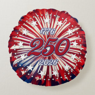 Coussins Ronds Les 250 ans d'Amérique 1776-2026 Feux d'artifice R