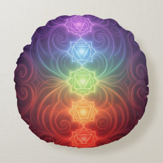 Coussins Ronds Les 7 Chakras (Devant)