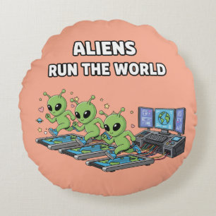 Coussins Ronds Les Aliens Dirigent le Monde