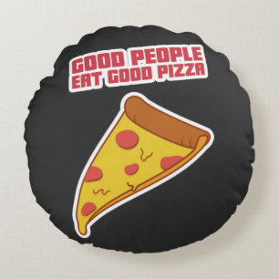Coussins Ronds Les bonnes gens mangent de la bonne pizza