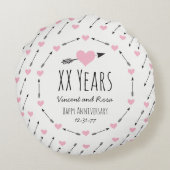 Coussins Ronds Les coeurs et les flèches ont personnalisé (Dos)