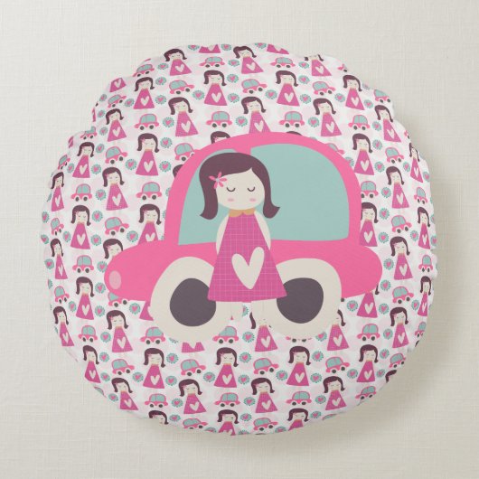 Coussins Ronds Les Filles Se Rendre À Des Endroits (Devant)