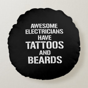 Coussins Ronds Les Hommes Étonnants Électriciens Ont Des Tatouage