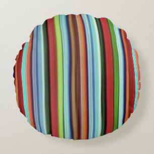 Coussins Ronds Les rayures colorées de Granny, avec un aspect dou