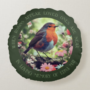 Coussins Ronds Les Robins Apparaissent Quand Les Aimés Sont Près
