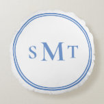 Coussins Ronds LETTRE BLEUE ET BLANCHE TROIS LETTRE MONogramme<br><div class="desc">LETTRE BLEUE ET BLANCHE TROIS LETTRES MOYEN OEIL JAUNE</div>
