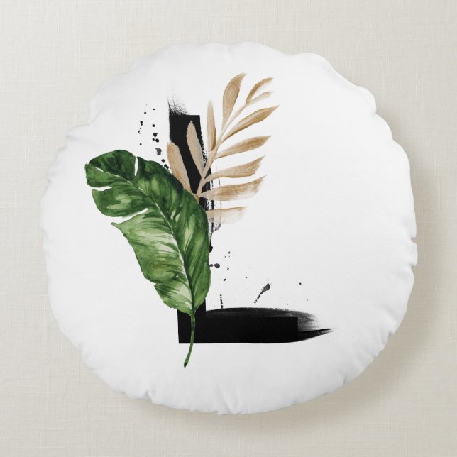 Coussins Ronds LETTRE Feuille BOHO MOLLE TRAVERSE L MONO (Devant)