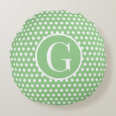Coussins Ronds Lettre initiale personnalisée Polka Point Vert cla (Devant)