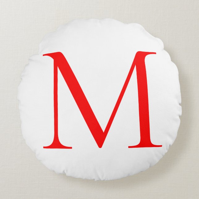 Coussins Ronds Lettre initiale rouge blanc monogrammed profession (Devant)