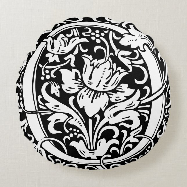 Coussins Ronds Lettre O Monogramme Médiéval Art Nouveau (Devant)