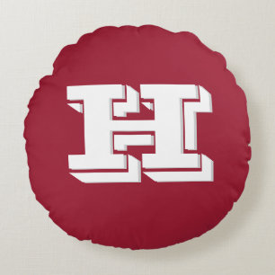 Coussins Ronds Lettre universitaire cramoisie et blanche Monogram