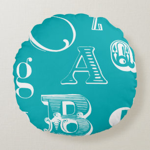 Coussins Ronds Lettres décoratives sur l'arrière - plan bleu